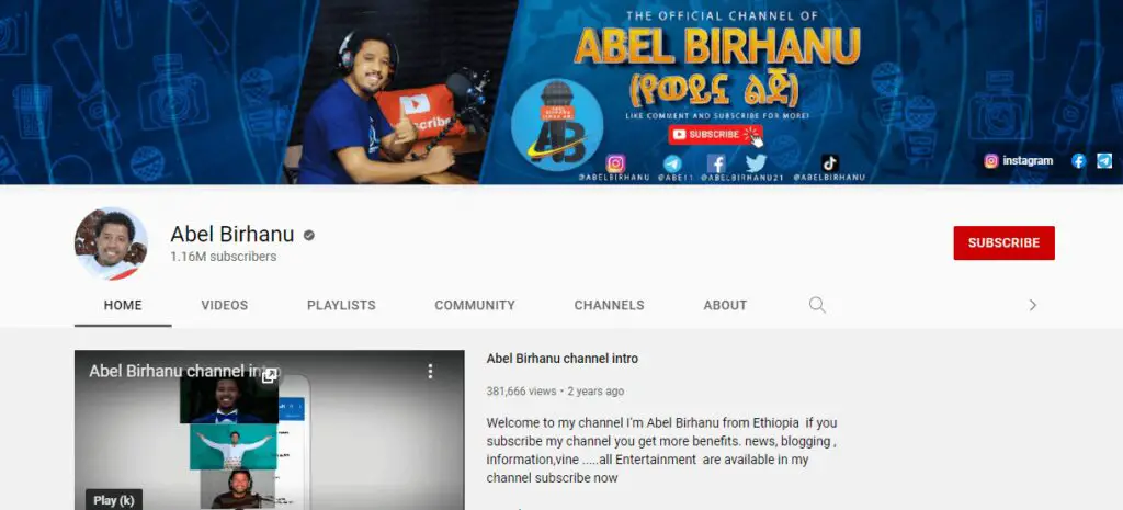 Abel Birhanu - one of highest paid Ethiopian YouTuber