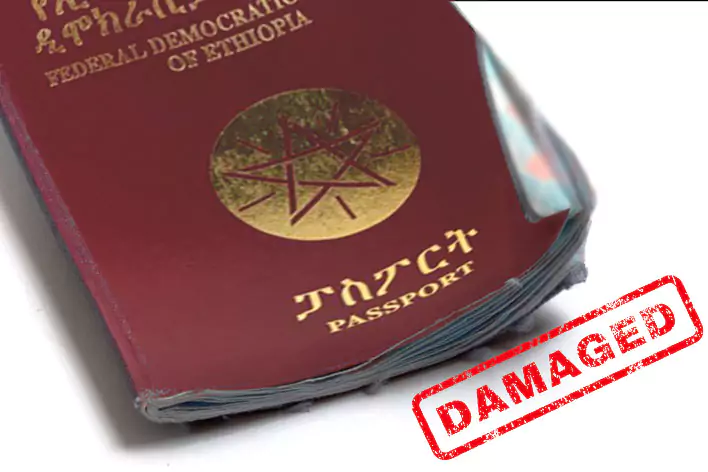 Damaged Ethiopian Passport